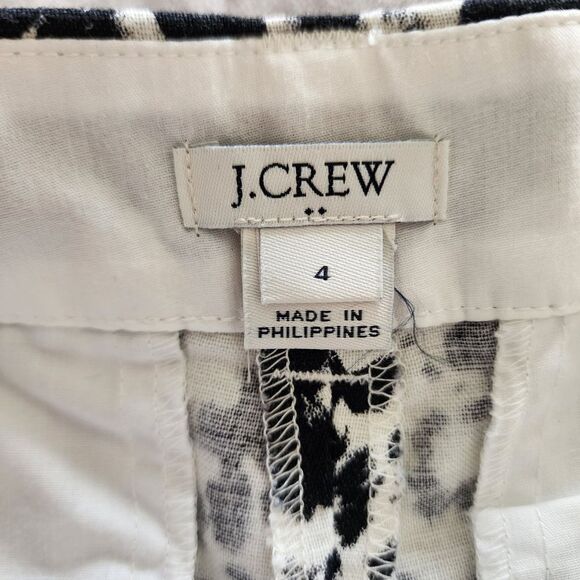 J Crew black white animal print scalloped hem chino shorts linen blend size 4 - Picture 4 of 6